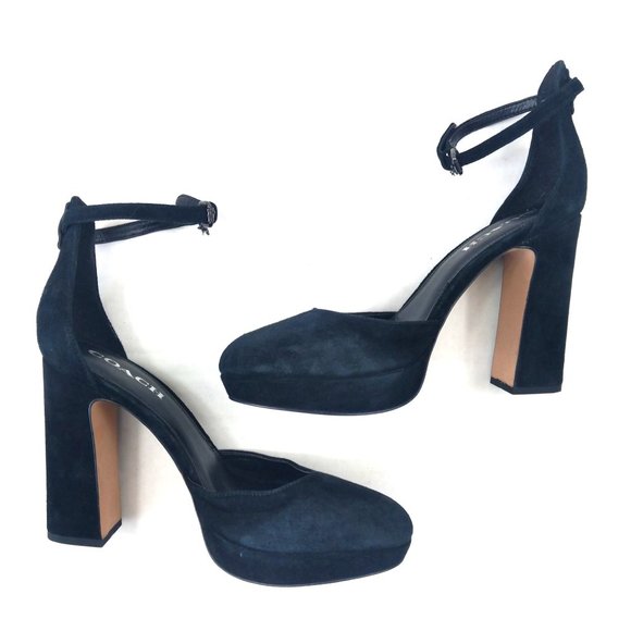 Coach Chrystie Black Suede Pumps Heels Platform - Picture 1 of 11